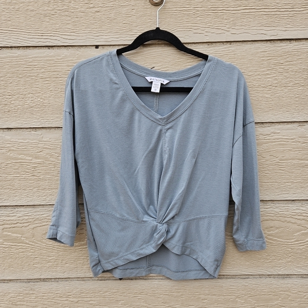 Athleta Embody Twist Front Top sage green XS